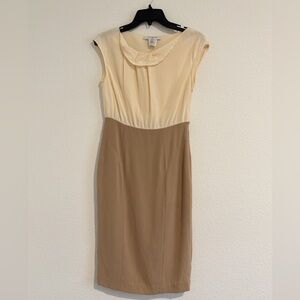 LK Bennett Cream and Tan Two-Tone Dress size US 4